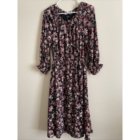 Talbots Petite‎ New With Tags Black And Red Floral Dress - Picture 1 of 8